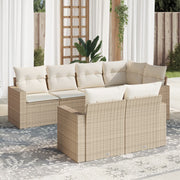 7-piece Loungeset with cushions poly rattan beige