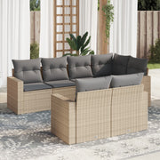 7-piece Loungeset with cushions poly rattan beige