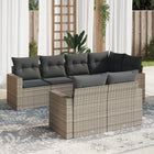 7-piece Lounge Set with Cushions poly rattan grey