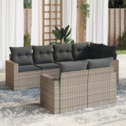 7-piece Lounge Set with Cushions poly rattan grey