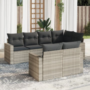 7-piece Lounge Set with cushions poly rattan light grey