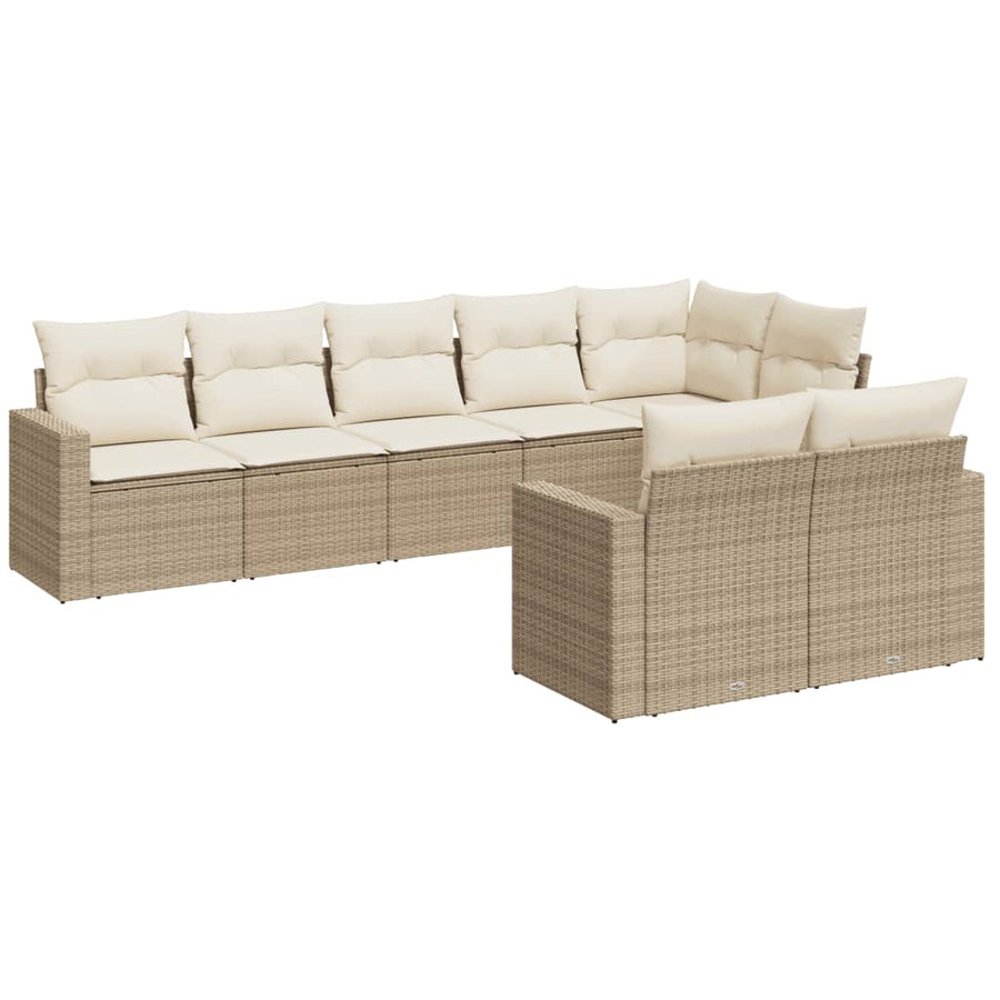 8-Delige Loungeset Met Kussens Poly Rattan Beige