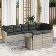 Loungeset poly rattan lichtgrijs 8-delig