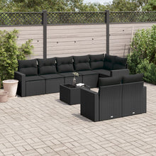 9-Delige Loungeset Met Kussens Poly Rattan Zwart