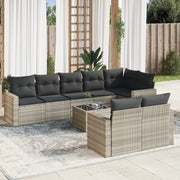 Loungeset poly rattan lichtgrijs 9-delig