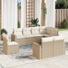 8-piece Lounge Set with Cushions Poly Rattan Beige