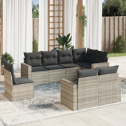 Loungeset 8-delig poly rattan lichtgrijs