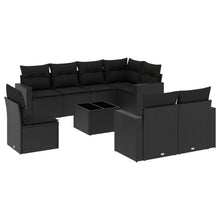 9-Delige Loungeset Met Kussens Poly Rattan Zwart