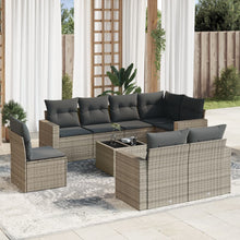 9-Delige Loungeset Met Kussens Poly Rattan Grijs