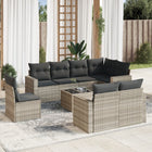9-piece Lounge Set with Cushions Poly Rattan Light Grey