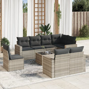 Loungeset 9-delig poly rattan lichtgrijs