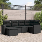 Loungeset 6-delig poly rattan zwart