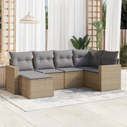 Loungeset poly rattan 6-delig beige