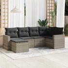 6-piece Lounge Set with cushions poly rattan light grey