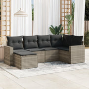 Loungeset poly rattan lichtgrijs 6-delig