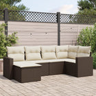 6-piece Lounge Set with Cushions Poly Rattan Brown