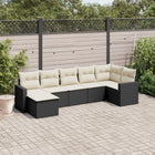 Loungeset poly rattan 7-delig zwart