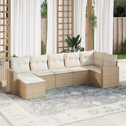 Loungeset 7-delig poly rattan beige