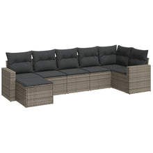 7-Delige Loungeset Met Kussens Poly Rattan Grijs