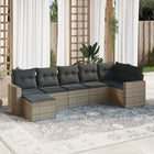 7-piece Lounge Set with Cushions poly rattan grey
