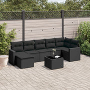 Loungeset 8-delig poly rattan zwart