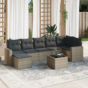 Loungeset 8-delig poly rattan grijs