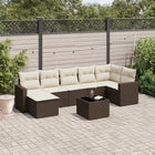 Loungeset poly rattan bruin 8-delig