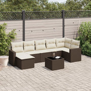Loungeset poly rattan bruin 8-delig