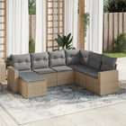 7-piece Loungeset with cushions poly rattan beige