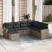 Loungeset 7-delig poly rattan grijs