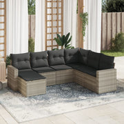 Loungeset 7-delig poly rattan lichtgrijs