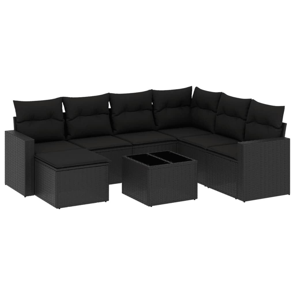 8-Delige Loungeset Met Kussens Poly Rattan Zwart