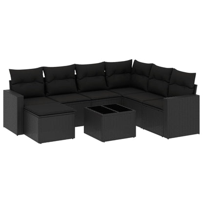 8-Delige Loungeset Met Kussens Poly Rattan Zwart