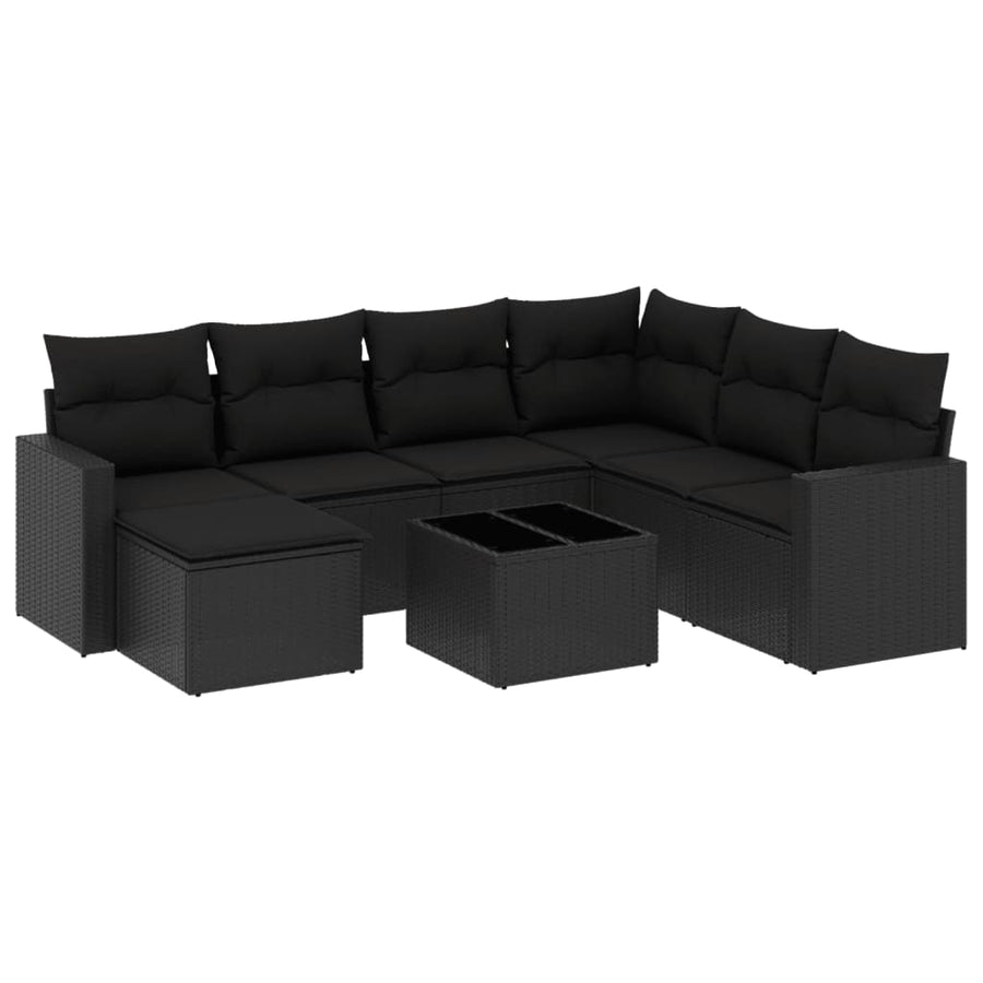 8-Delige Loungeset Met Kussens Poly Rattan Zwart