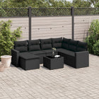 8-piece Lounge Set with Cushions Polyrattan Black