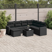 Loungeset 8-delig poly rattan zwart