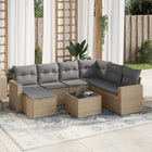 8-piece Lounge Set with Cushions Poly Rattan Beige