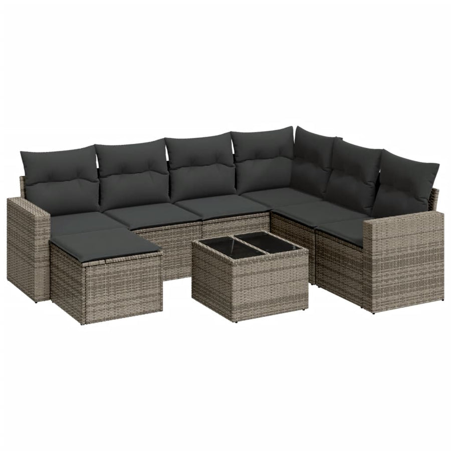 8-Delige Loungeset Met Kussens Poly Rattan Grijs