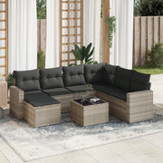 Loungeset poly rattan 8-delig lichtgrijs