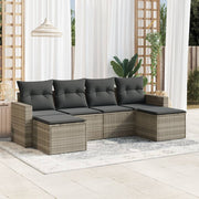 Loungeset 6-delig poly rattan lichtgrijs