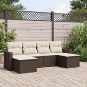 Loungeset poly rattan 6-delig bruin