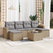 Loungeset poly rattan 7-delig beige