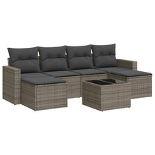 7-Delige Loungeset Met Kussens Poly Rattan Grijs