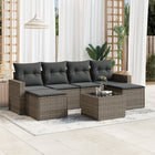 7-piece Lounge Set with Cushions poly rattan grey