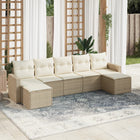7-piece Loungeset with cushions poly rattan beige