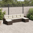 7-Piece Poly Rattan Lounge Set with Cushions Brown
