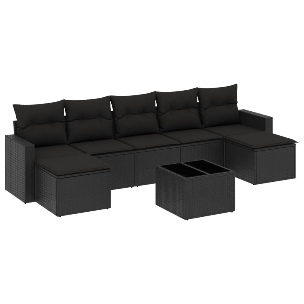 8-Delige Loungeset Met Kussens Poly Rattan Zwart