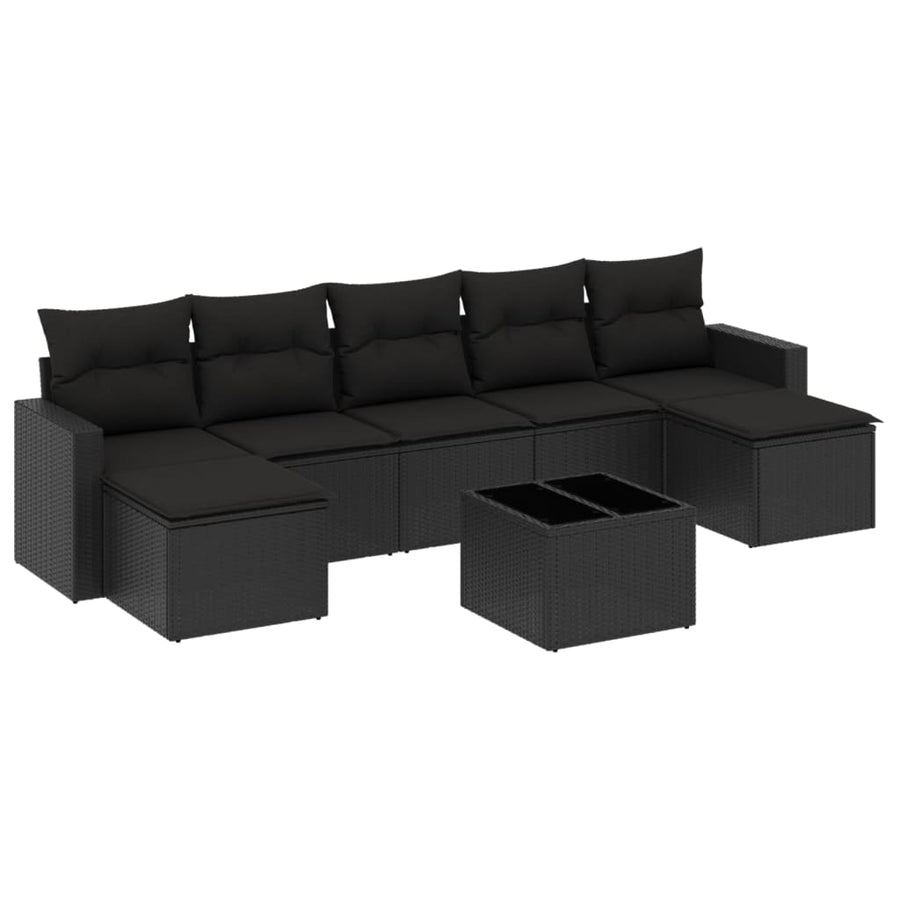 8-Delige Loungeset Met Kussens Poly Rattan Zwart