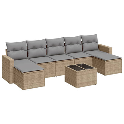 8-Delige Loungeset Met Kussens Poly Rattan Beige