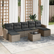 8-piece Lounge Set with Cushions Poly Rattan Grey